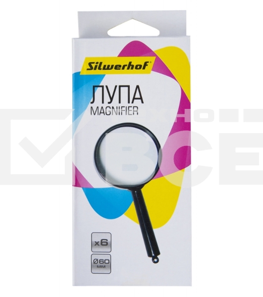 Лупа Silwerhof 671110 d=60мм x6 черный коробка