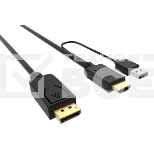 Кабель аудио-видео Buro HDMI (m)/DisplayPort (m) 3м. позолоченные контакты черный