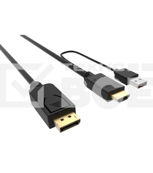Кабель аудио-видео Buro HDMI (m)/DisplayPort (m) 3м. Позолоченные контакты черный (HDMI-DP-3M)