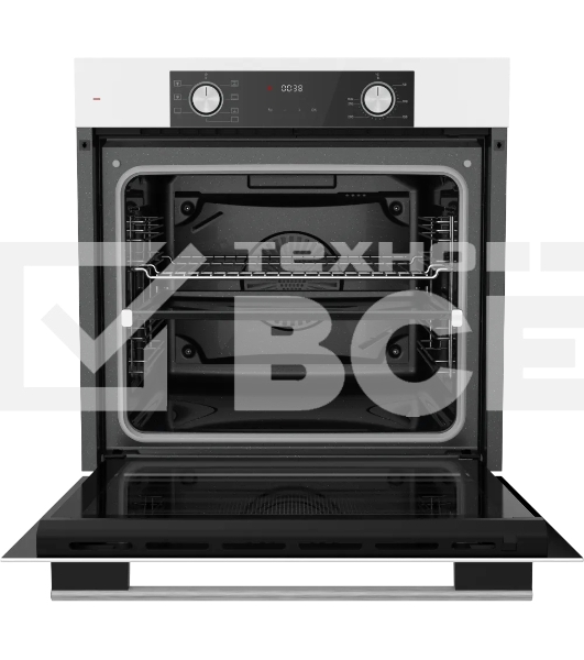 Встраиваемый духовой шкаф HF 608 W 60 см, 80 л, 6 режимов, каталитическая очистка, поворотные переключатели, телескопические направляющие на 1 уровне, белый цвет