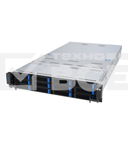 Серверная платформа/ ASUS RS720-E11-RS12U, 2U, 2 x LGA4677,  32 DIMM DDR5, 12=8 x NVMe/SAS*/SATA + 4 NVMe/SATA hs, 2 x M.2 slot, 2 x 10Gbe (X710) RJ45 port,Up to 8 slots PCIe 5.0, 1 x OCP 3.0, 1+1 1600W