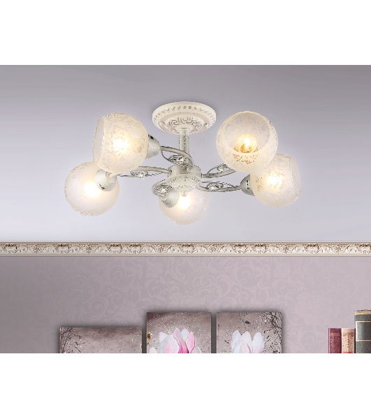 Светильник Ambrella light TR3062/5 WH/SL/FR белый/серебро/белый матовый E27/5 max 40W D615*245