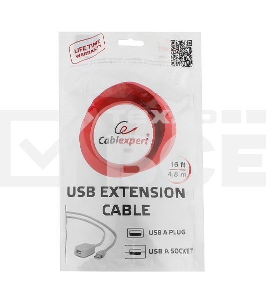 Кабель Gembird UAE016 USB 2.0 кабель удлинительный !!!Активный!!! 4.8м AM/AF