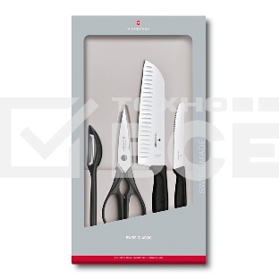 Набор ножей кухон. Victorinox Swiss Classic Kitchen (6.7133.4G) компл.:4шт черный подар.коробка