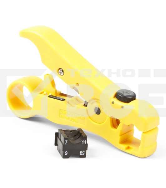 Универсальный инструмент для зачистки витой пары (UTP/STP) Hyperline HT-352, круглого телефонного кабеля кат. 5, коаксиального кабеля RG-59/6/11/7, плоского телефонного кабеля