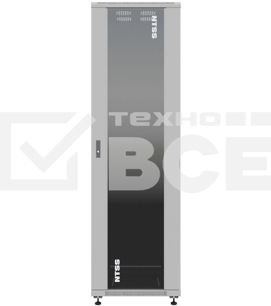 Шкаф серверный NTSS Премиум (NTSS-R42U8080GS) напольный 42U 800x800мм пер.дв.стекл металл 900кг серый 710мм 144кг 1987мм IP20 сталь