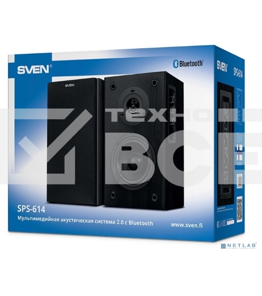 Колонки Sven SPS-614 2.0 (2x20W, Bluetooth, дерево, black)