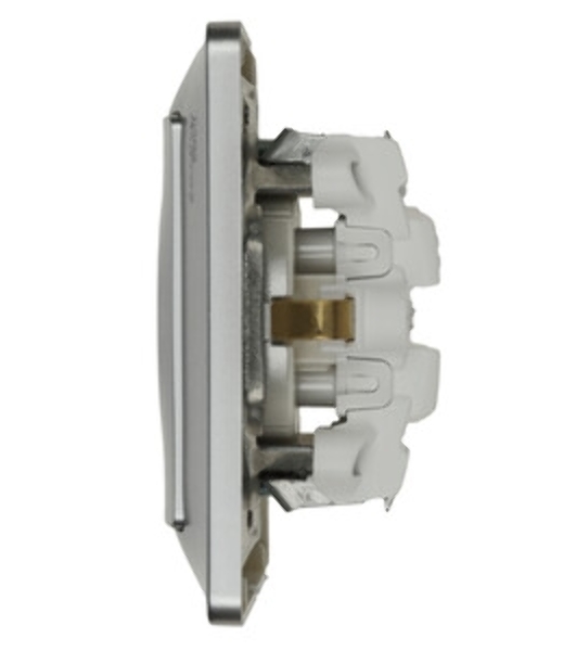 Systeme Electric Glossa Алюминий Розетка с/з (в сборе с рамкой)