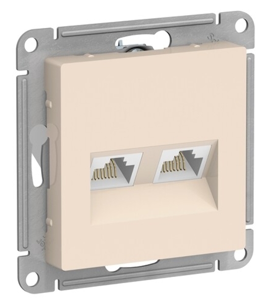 Розетка компьютерная 2-м AtlasDesign RJ45+RJ45 кат.5E механизм песочн. SE ATN001285