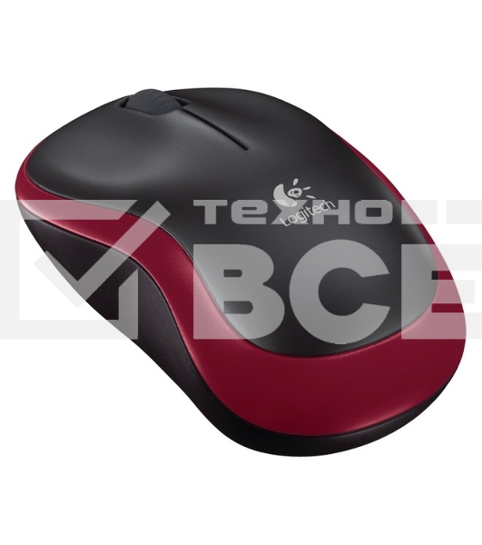 Мышь беспроводная Logitech M185, красный, 1000 dpi, радиоканал, USB, кнопки - 3