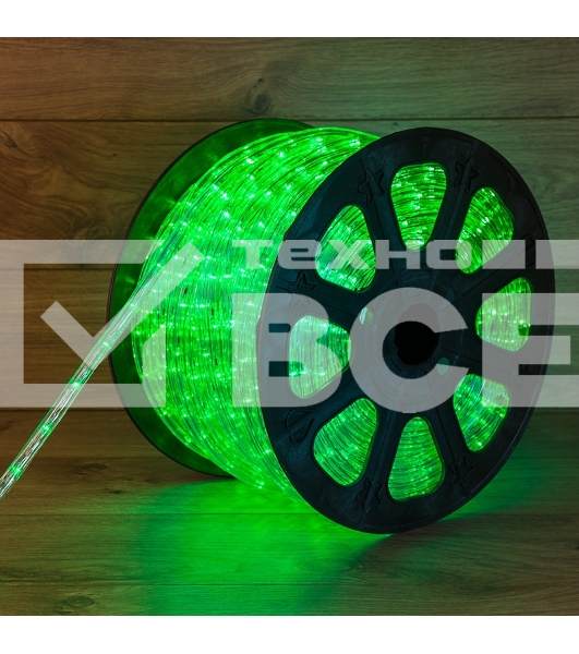 Дюралайт LED, свечение с динамикой (3W) - зеленый, 36 LED/м, бухта 100м