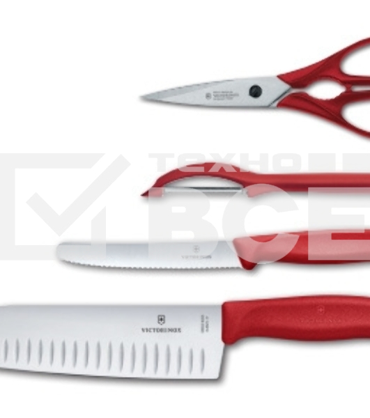Набор ножей кухон. Victorinox Swiss Classic Kitchen (6.7131.4G) компл.:4шт красный подар.коробка