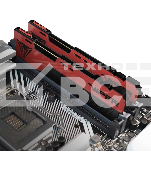Оперативная память Patriot Viper Elite II, DDR4, 16GB (2x8 GB), 3200 MHz, CL18, радиатор, красный, чёрный