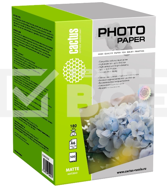 Фотобумага Cactus CS-MA6180500 A6/180г/м2/500л./белый матовое для струйной печати