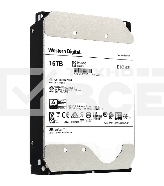 Жесткий диск Western Digital SAS 16TB 7200RPM 12GB/S 512MB DC HC550 0F38357 WD