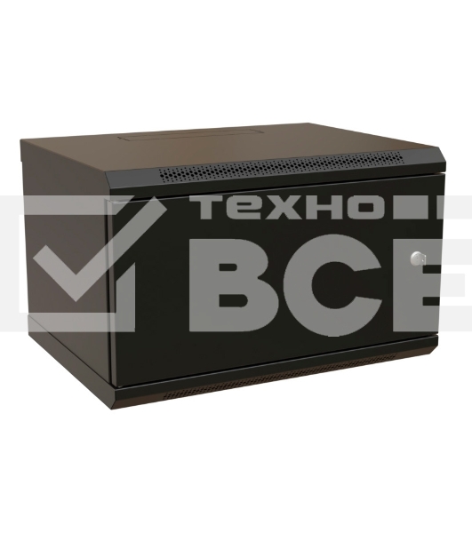 Шкаф коммутационный WRline (WR-TW-0666-SR-RAL9004) настенный 6U 600x600мм пер.дв.металл 2 бок.пан. 60кг черный 520мм 367мм IP20 сталь
