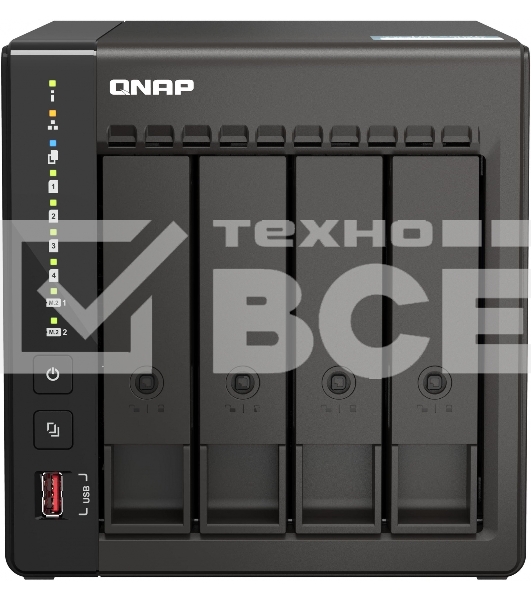 Сетевое хранилище SMB QNAP TS-453E-8G NAS, 4-tray w/o HDD. 2xHDMI-port. 4-core Celeron J6412 2-2.6 GHz, 8GB DDR,  2x2.5Gb LAN, 2 x M.2 2280 PCIe Gen 3 x2, 2x USB 3.2 Gen 2 (10Gbps) Port, 2x USB 2.0 port