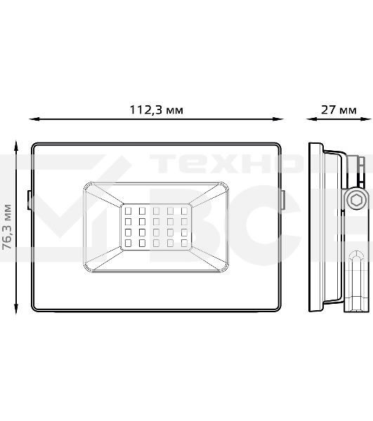 Прожектор светодиодный GAUSS 613527120 LED 20W 1300lm IP65 3000К черный 1/60