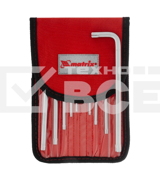 Набор ключей имбусовых TORX-TORX Tampered, 9 шт., T10-T50, CrV, удлиненные, сатин., чехол Matrix