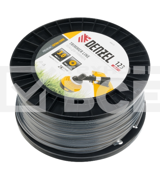 Леска для триммера двухкомпонентная круглая, 3,0мм х 123м, на DIN катушке EXTRA CORD Denzel