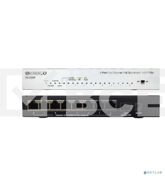 Неуправляемый 9-портовый PoE-коммутатор ORIGO OS1209P/A1A 10/100 Мбит/с