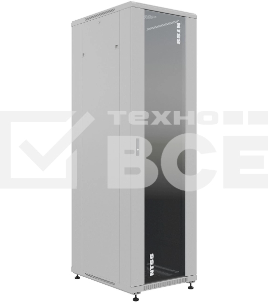 Шкаф серверный NTSS Премиум (NTSS-R42U8080GS) напольный 42U 800x800мм пер.дв.стекл металл 900кг серый 710мм 144кг 1987мм IP20 сталь