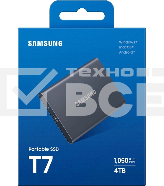 Внешний SSD Samsung T7 Shield, 4TB, USB 3.2 Gen 2 Type-C, R/W 1050/1000, черный