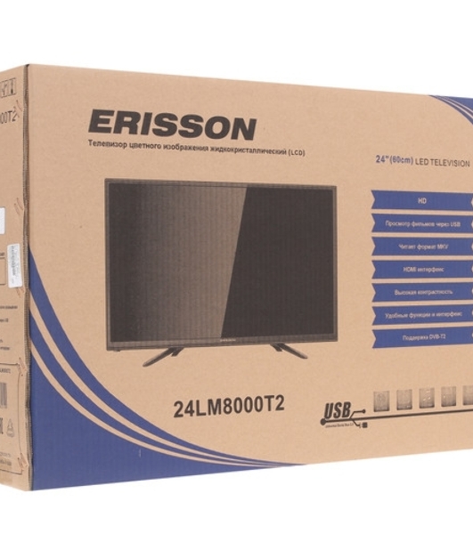 Телевизор Erisson 24' 24LM8000CT2 черный DLED HD Ready 60Hz