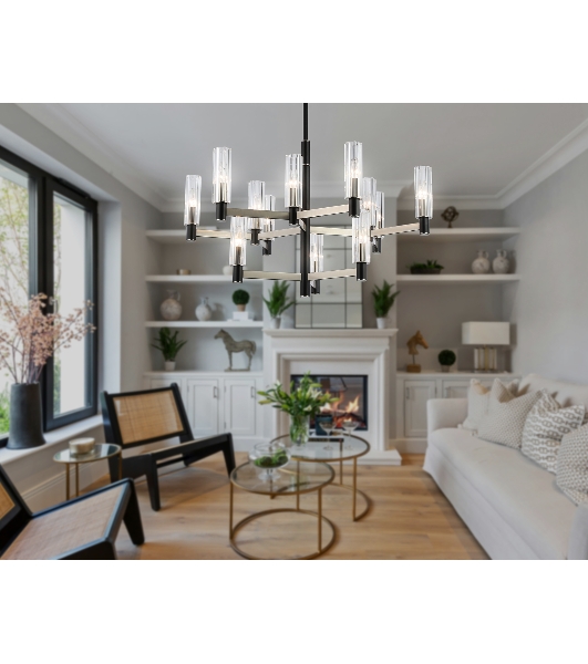 Люстра Ambrella light LH55505/12 SN/BK/CL сатин никель/черный/прозрачный E14*12 max 40W D860*905