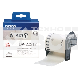 Пленочная клеящаяся лента Brother DK22212 62 мм x 15.24 м, черный шрифт, белый фон