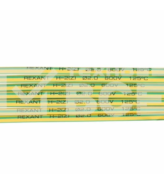 Термоусаживаемая трубка Rexant 2,0/1,0 мм, желто-зеленая, упаковка 50 шт. по 1 м