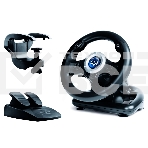 Руль SVEN GC-W500 (педали, вибро, скоба, лепестки, D-pad, 10 кл, резин. вставки, PC/Xinput), фото 1