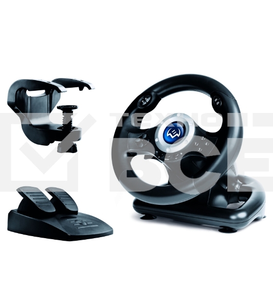 Руль SVEN GC-W500 (педали, вибро, скоба, лепестки, D-pad, 10 кл, резин. вставки, PC/Xinput)
