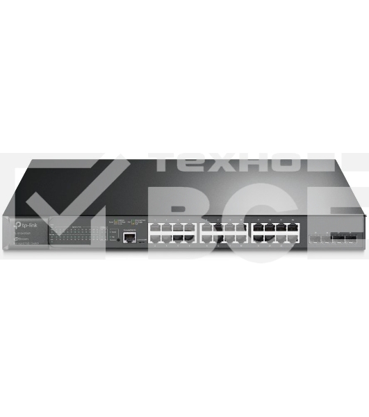 Коммутатор JetStream 28-port Gigabit L2+ Managed Switch with 24-port PoE+, PoE budget up to 384W, support SDN