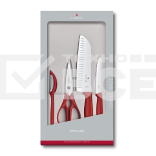Набор ножей кухон. Victorinox Swiss Classic Kitchen (6.7131.4G) компл.:4шт красный подар.коробка
