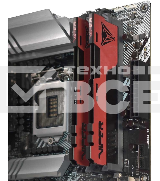 Оперативная память Patriot Viper Elite II, DDR4, 16GB (2x8 GB), 3200 MHz, CL18, радиатор, красный, чёрный