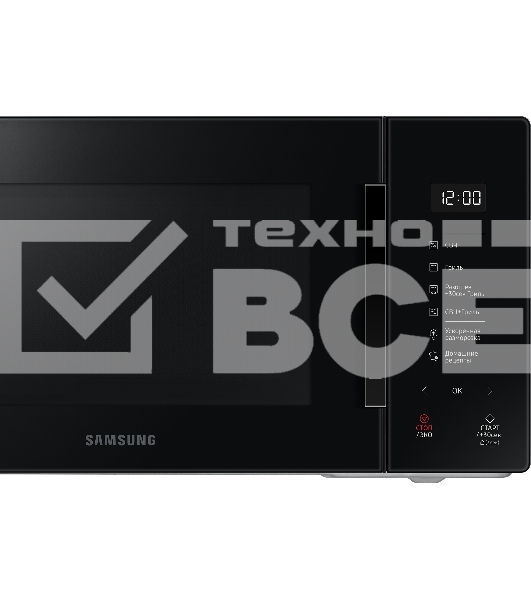 Микроволновая печь Samsung MG23T5018AK/BW черный, 23 л, 800 Вт, переключатели - сенсор