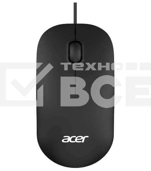 Мышь проводная Acer OMW122 черный, 1200 dpi, USB, кнопки - 3