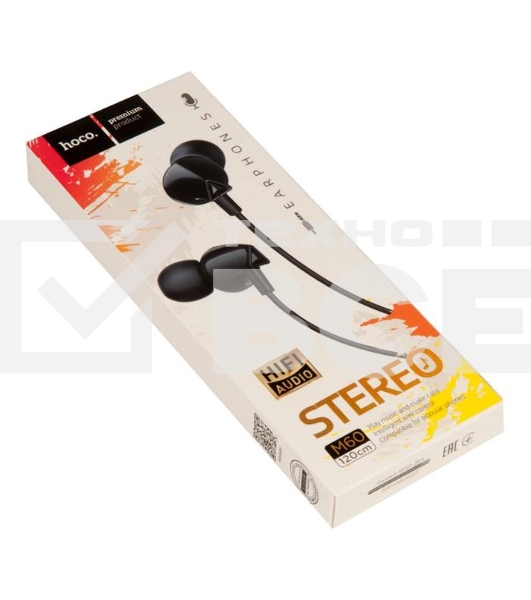 Гарнитура HOCO m60 Perfect sound с микрофоном, 3.5 Jack, черный