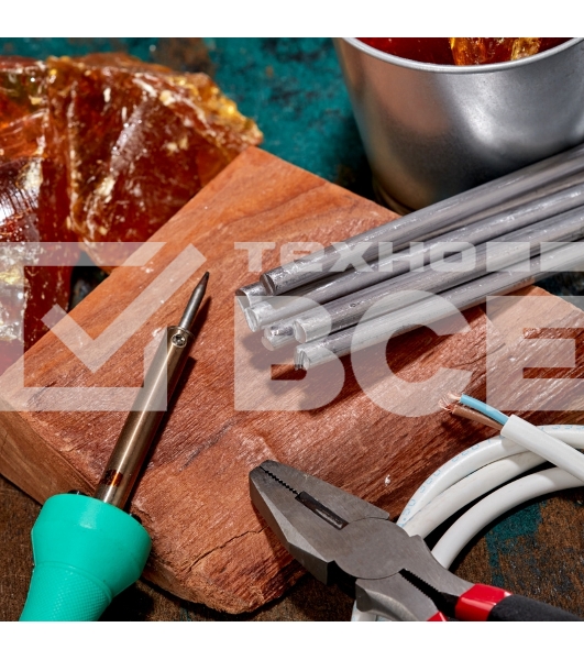 Припой пруток Rexant ПОС-40, Ø8мм, длина 400мм, ГОСТ 21931-76, олово 40%, свинец 60% (упак. 5 кг)