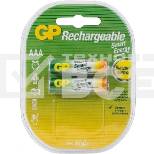Перезаряжаемые аккумуляторы Smart Energy GP 40АAAHC AАA, емкость 400 мАч - 2 шт. в клемшеле