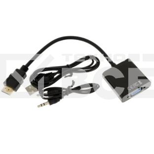 Адаптер HDMI (M)-VGA (F) 00-00027496 BLACK GOPOWER