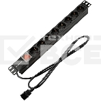 Блок распределения питания Rexant для 19' шкафов, горизонтальный, 8 розеток СЕЕ 7/4, 10A, выкл, алюм корп, шнур 2м, вилка C14, фото6