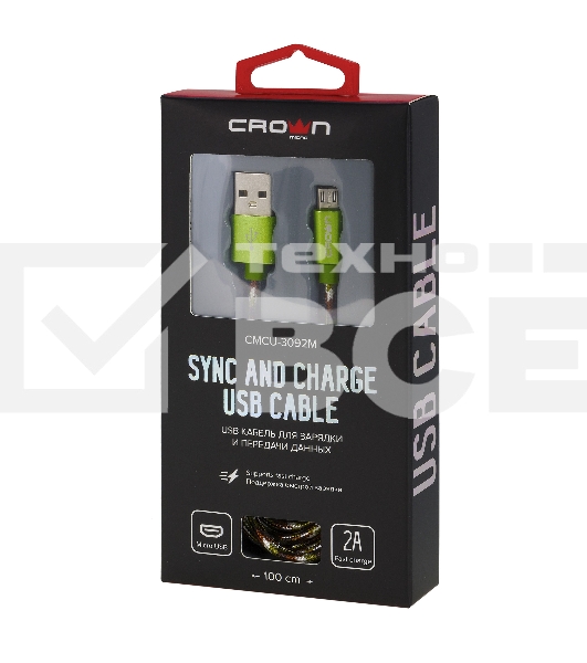 Кабель Crown USB - microUSB CMCU-3092M military
