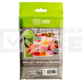 Фотобумага Cactus CS-GA623050ED A6/230г/м2/50л./белый глянцевое для струйной печати