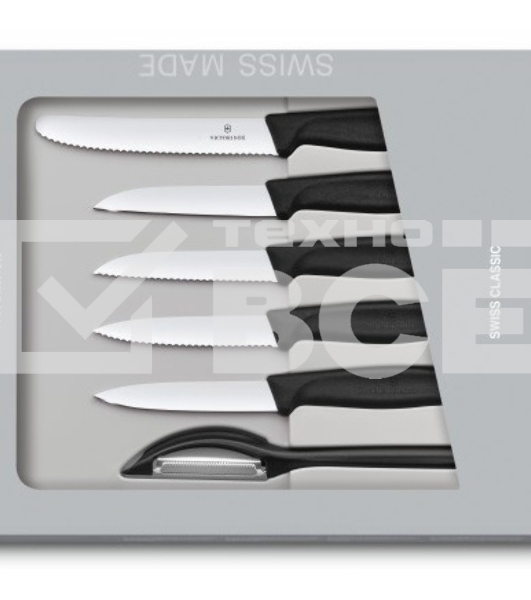 Набор ножей кухон. Victorinox Swiss Classic Kitchen (6.7113.6G) компл.:6шт черный подар.коробка