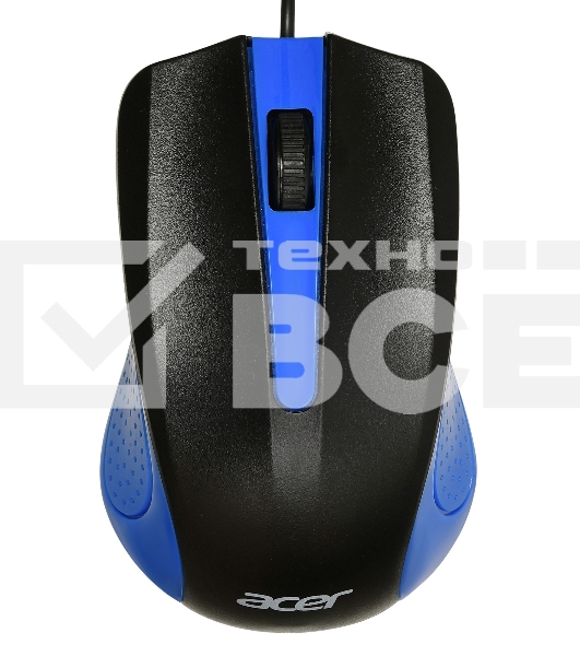Мышь проводная Acer OMW011 черный/синий, 1200 dpi, USB, кнопки - 3