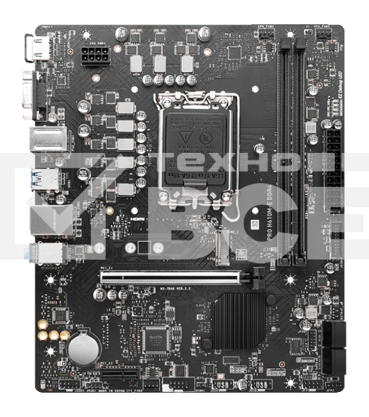 Материнская плата MSI PRO H610M-E DDR4, LGA 1700, Intel H610, 2xDDR4, 4xSATA, 1xM.2, 1xPCIe 4.0 x16, 1xPCIe 4.0 x1, 1xHDMI, 1xVGA, 1xRJ45 1Gb, 2xUSB-A 3.2 Gen 1, 4xUSB-A 2.0, 3x3.5мм, 7.1, mATX