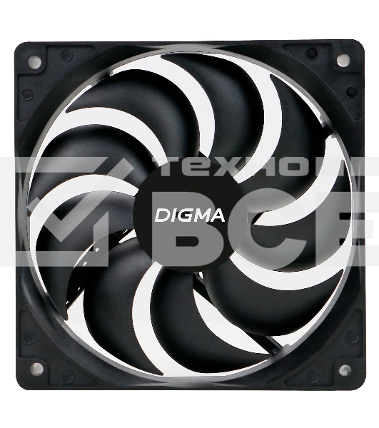 Вентилятор для корпуса Digma DFAN-120-9 черный, 120 мм, 1200 об/мин, 23 дБ, 4 pin