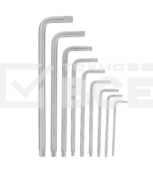 Набор ключей имбусовых TORX-TORX Tampered, 9 шт., T10-T50, CrV, удлиненные, сатин., чехол Matrix